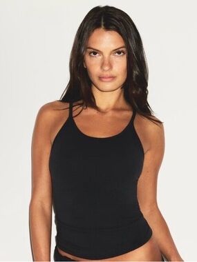 NWOT SKIMS Cotton Jersey Racerback Tank Top in Black size Small